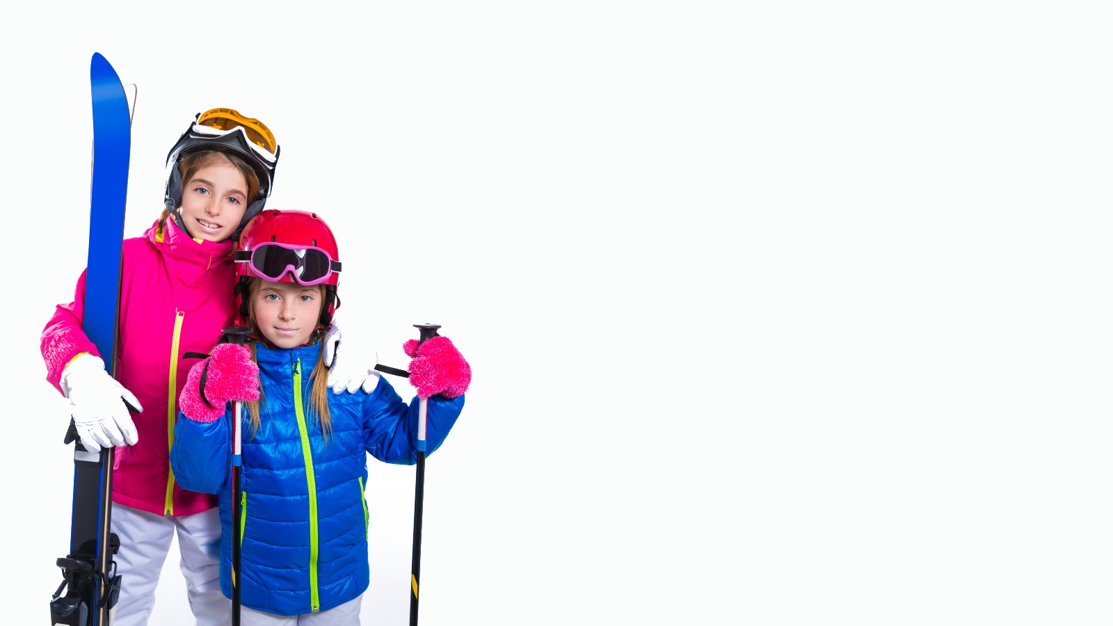 Two girls in skiing gear