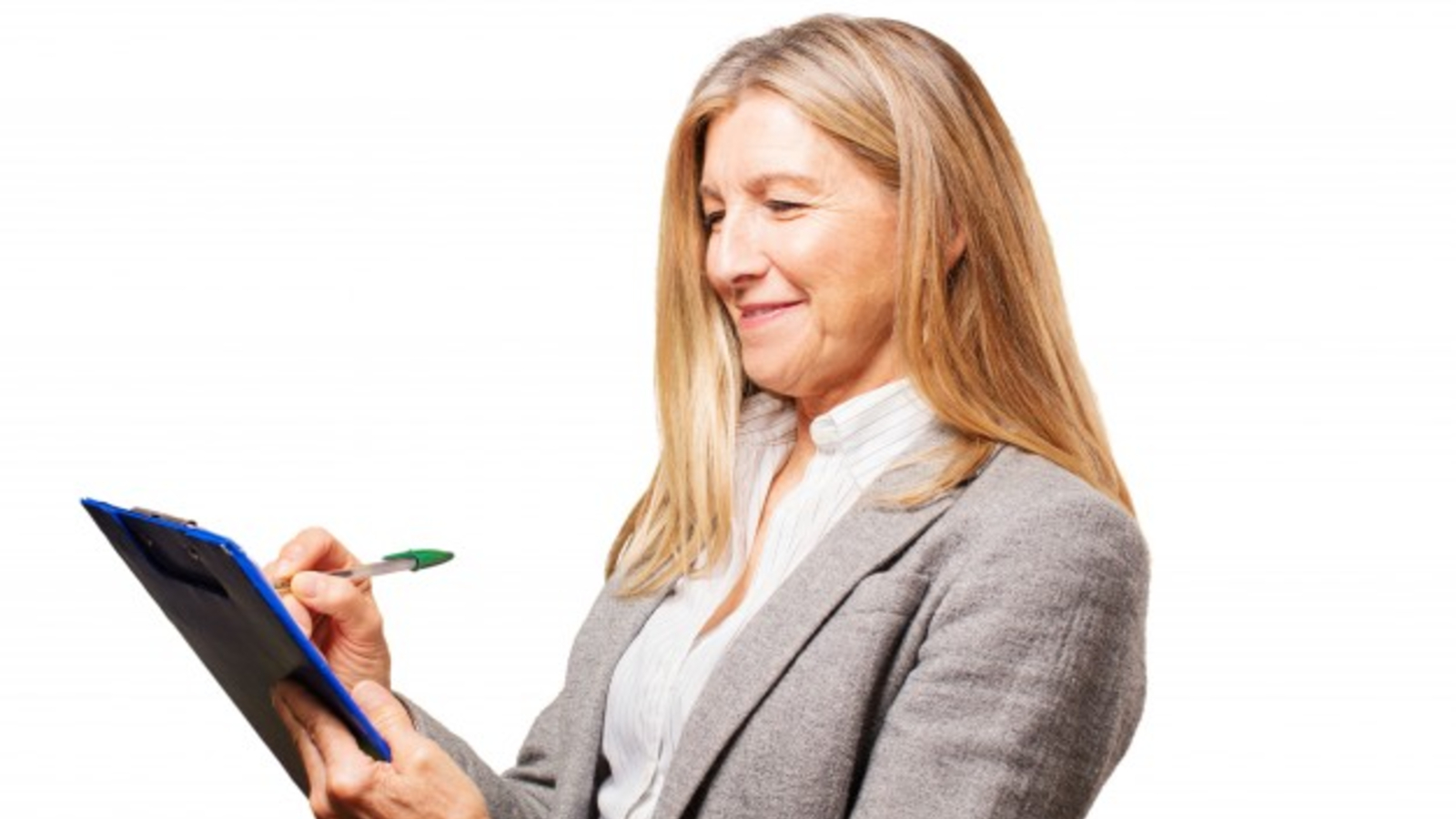 Business woman with clipboard