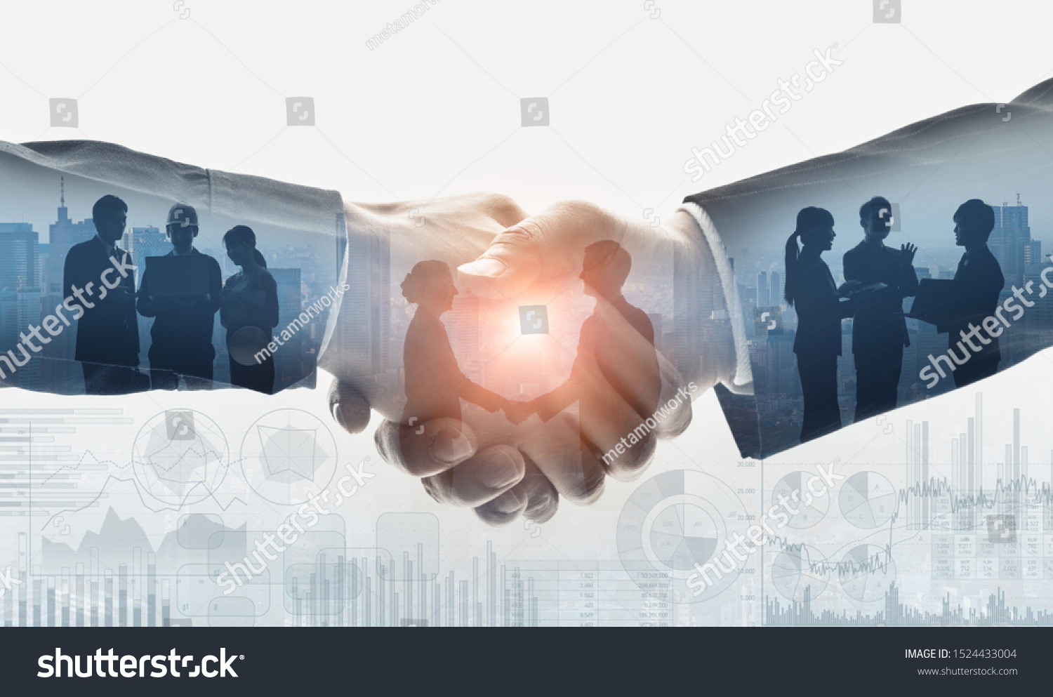 Business communication concept- Shaking hands. 