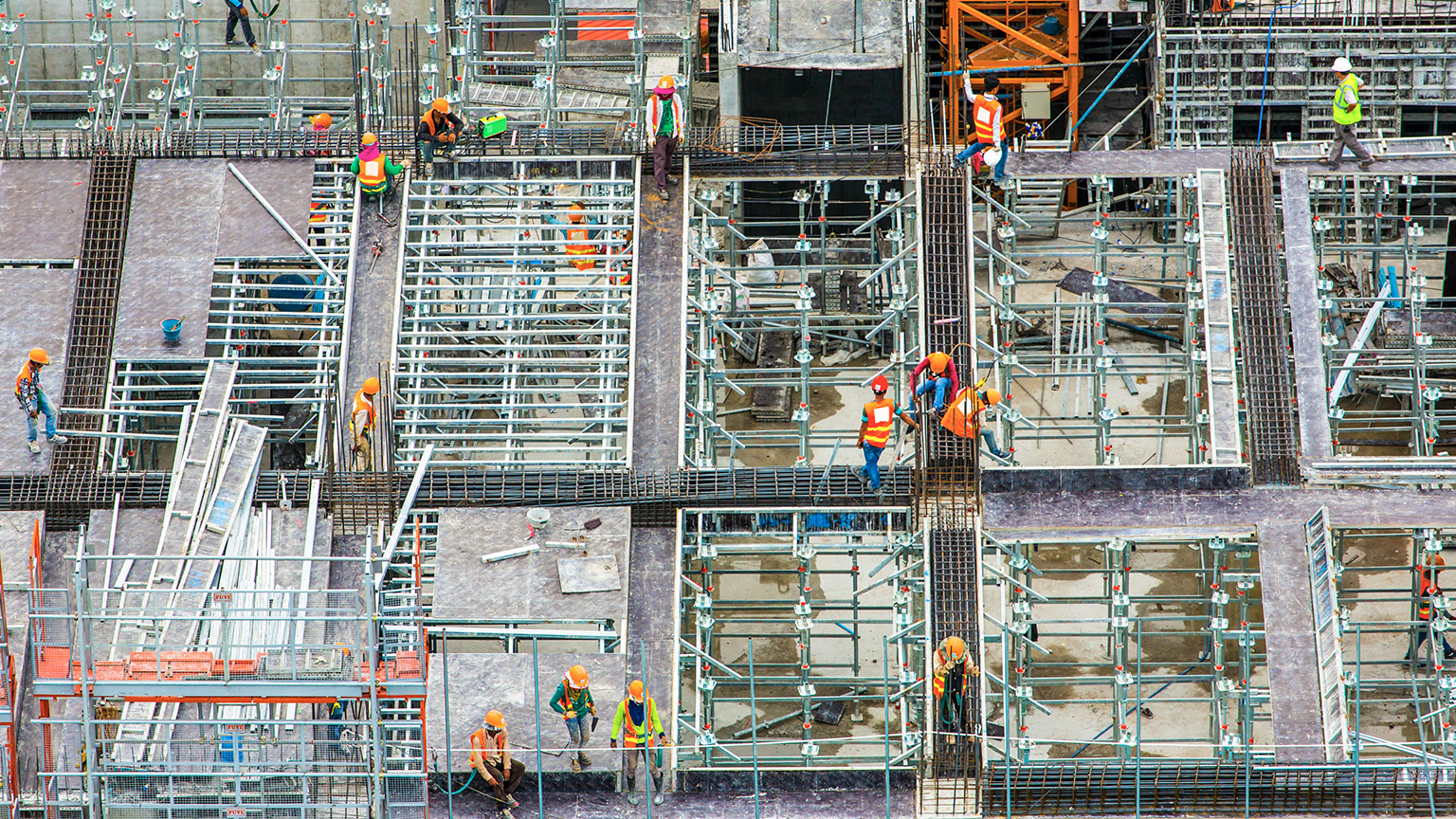 Aerial view of large construction site