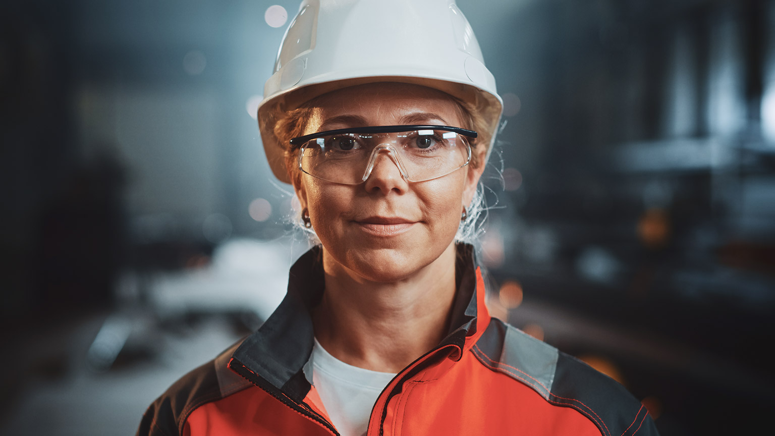 A close up shot of a construction worker on site