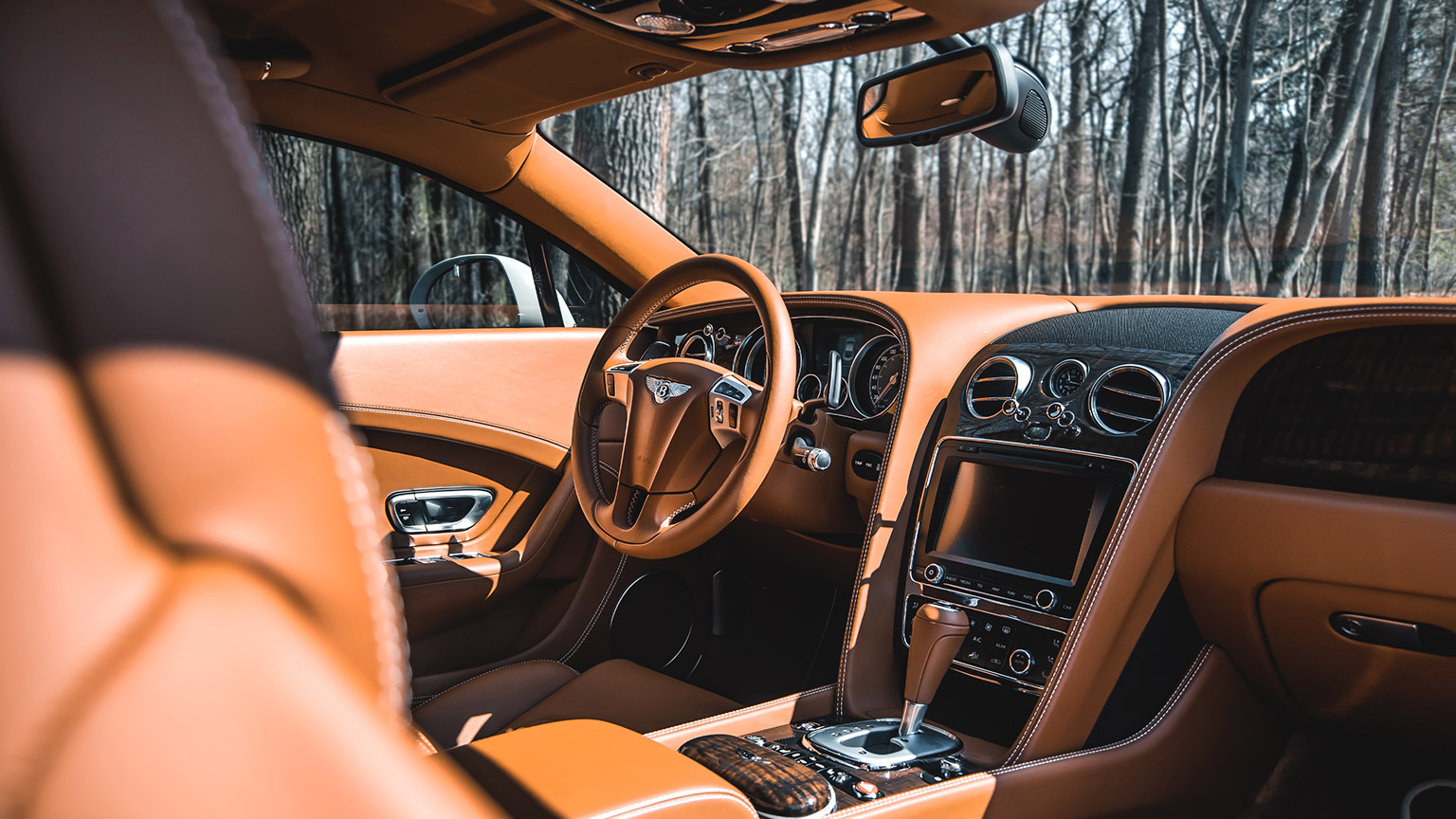 An interior view of a luxury vehicle