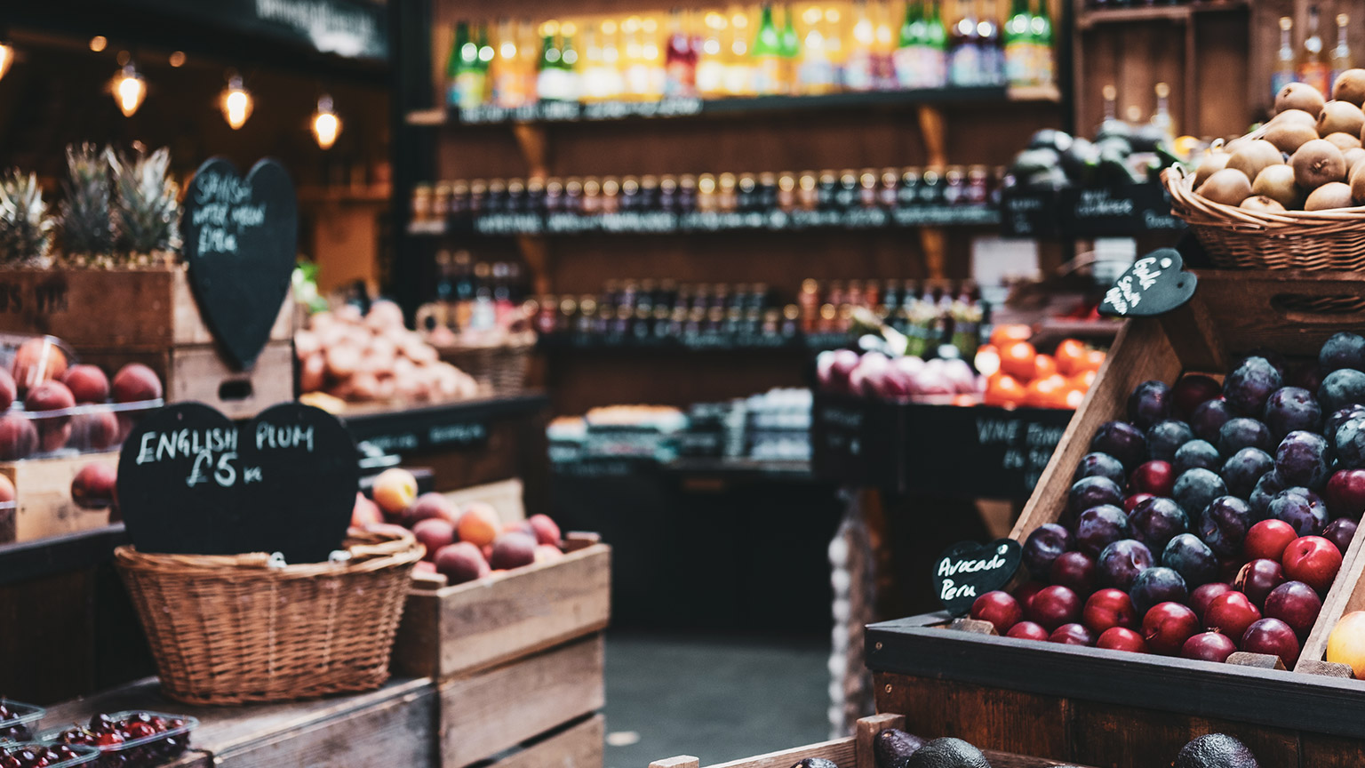 An interior view of a whole food store