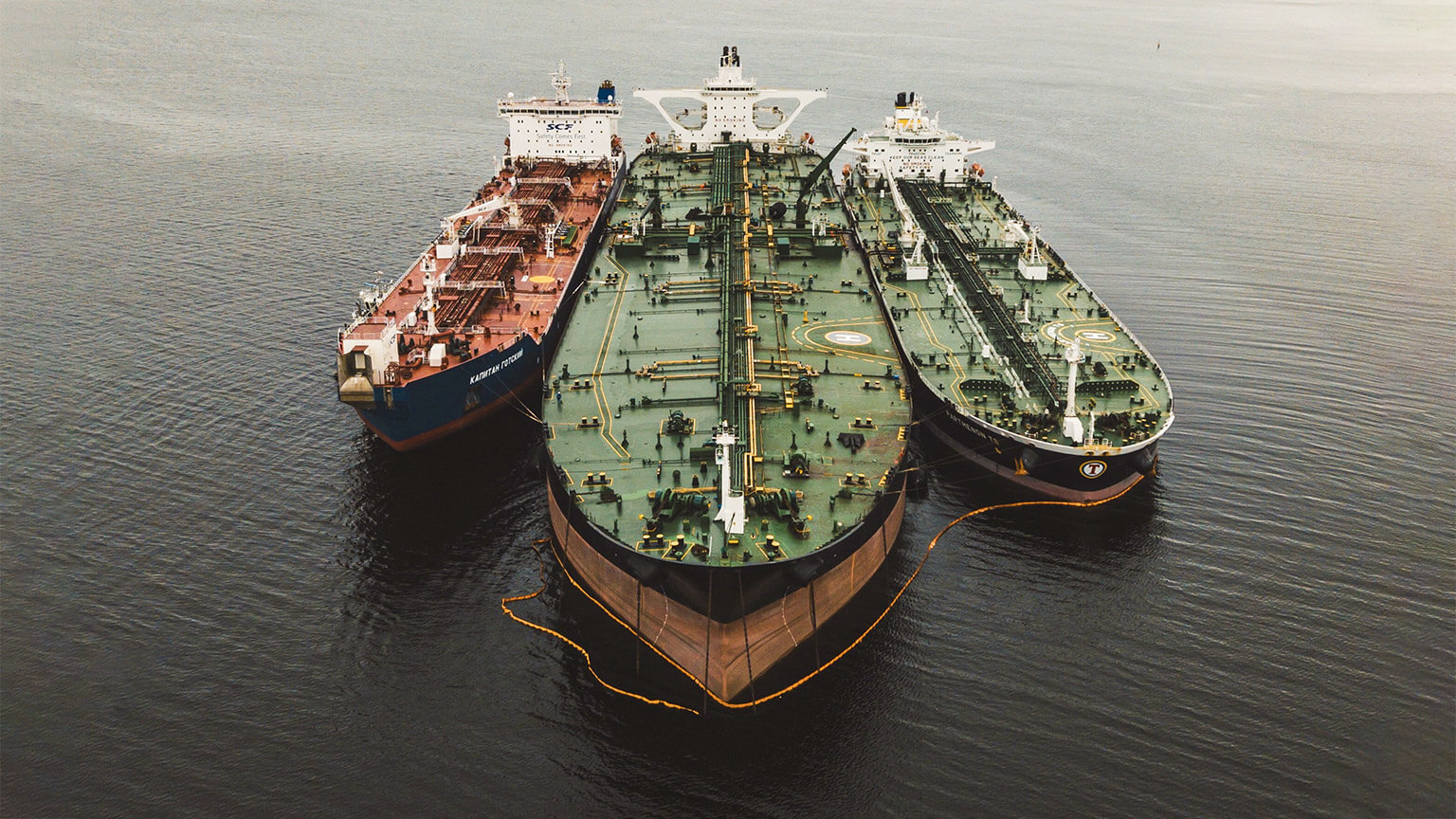 Large cargo ships, waiting to dock at port after a reduction in outbound congestion