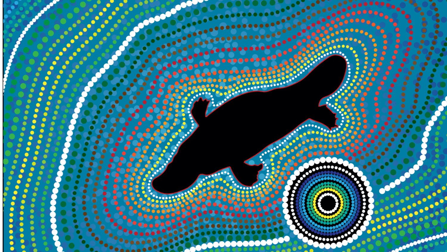 Australia Aboriginal art vector background with dots. Platypus