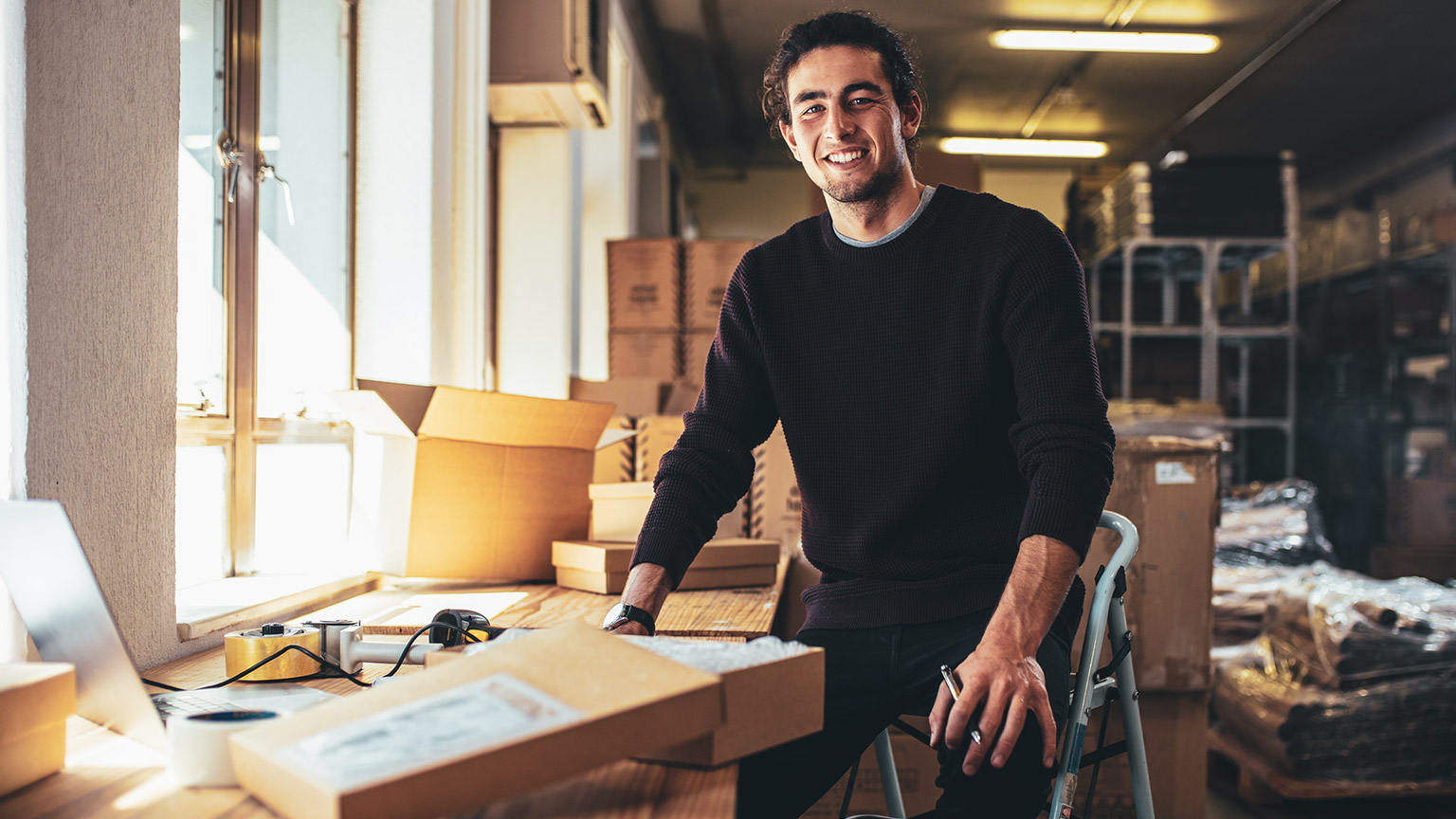 A small business owner in their office space