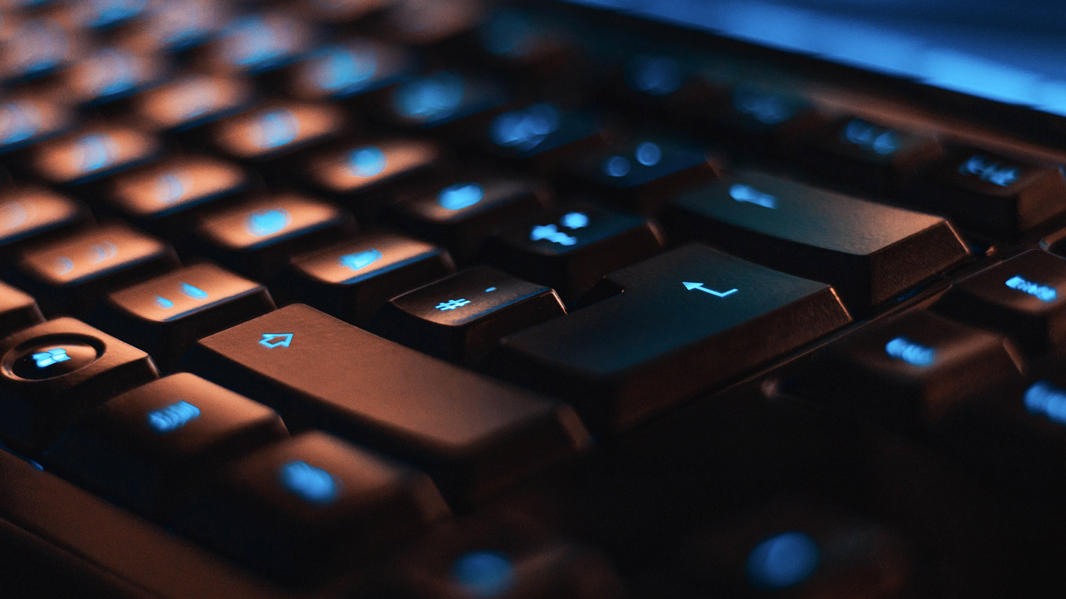 A close view of a computer keyboard