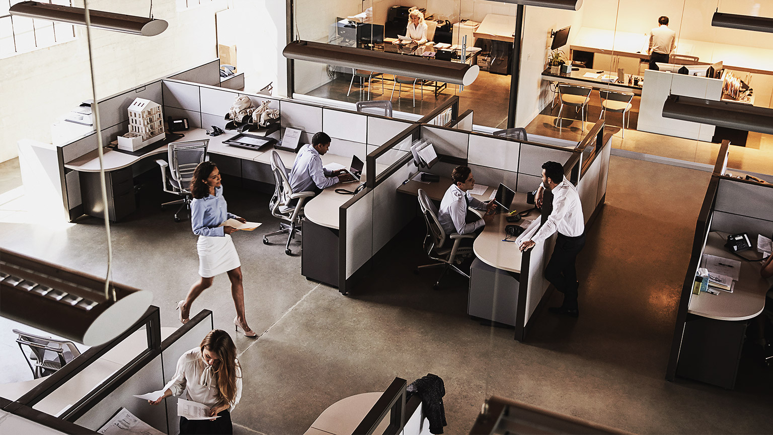 A top shot of a busy workplace