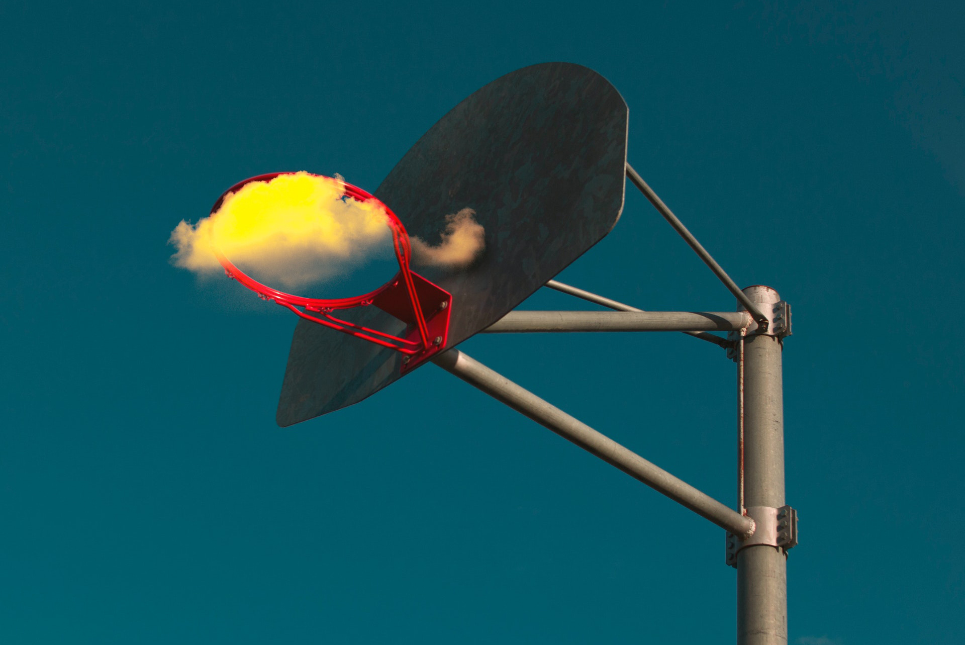 Low-angle Photography of Red and Gray Basketball Hoop