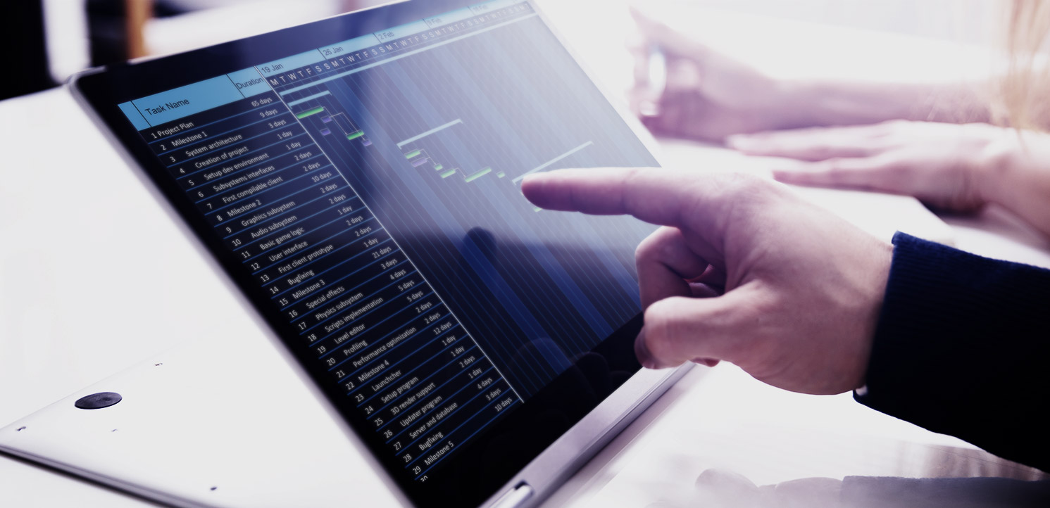 A person analysing and editing gantt charts