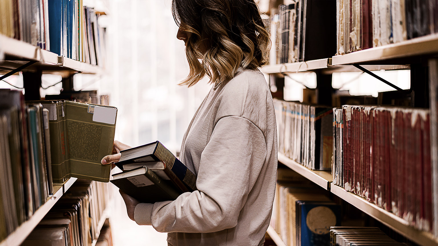 A person in a library