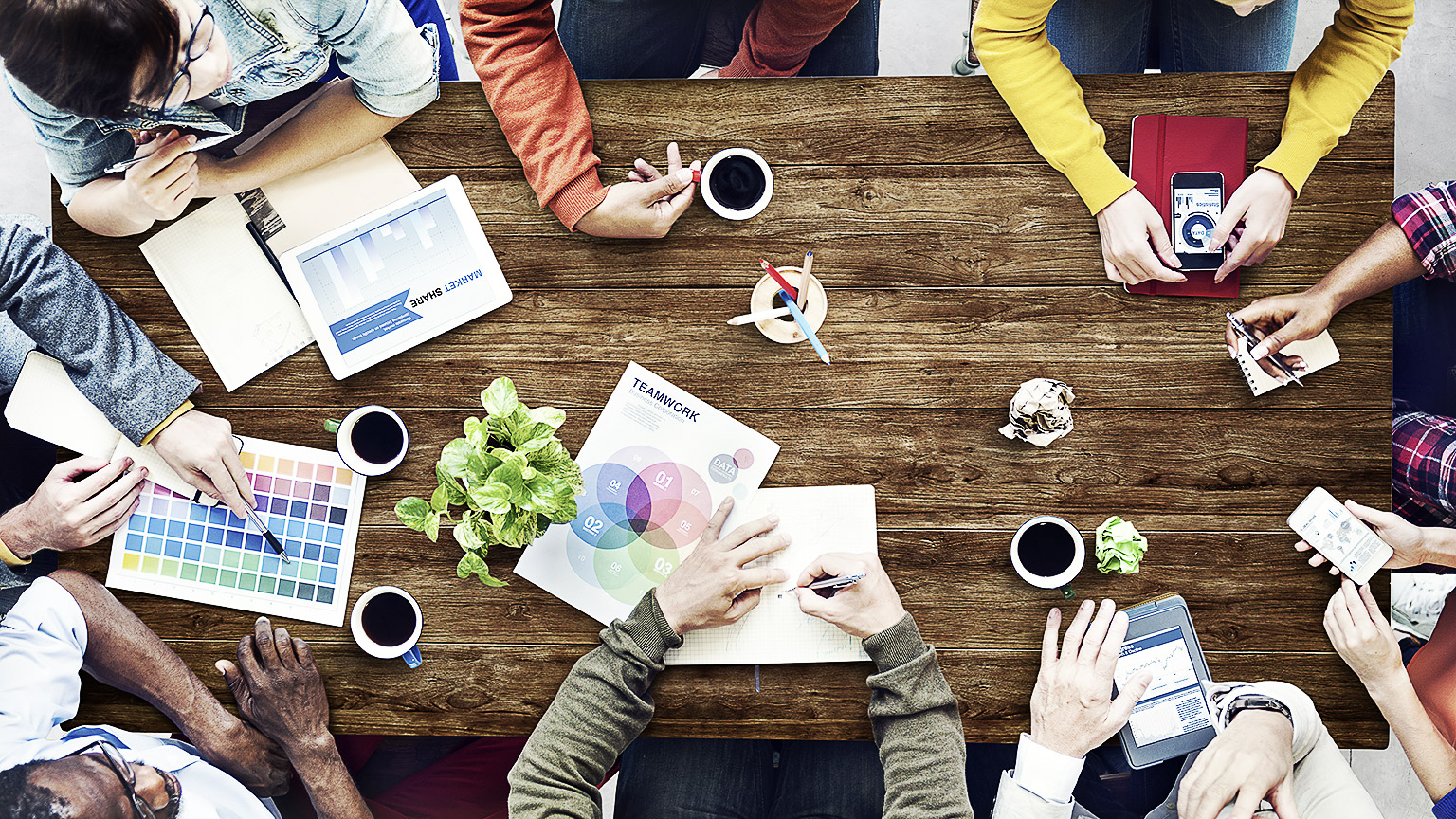 A group of designers discussing a project