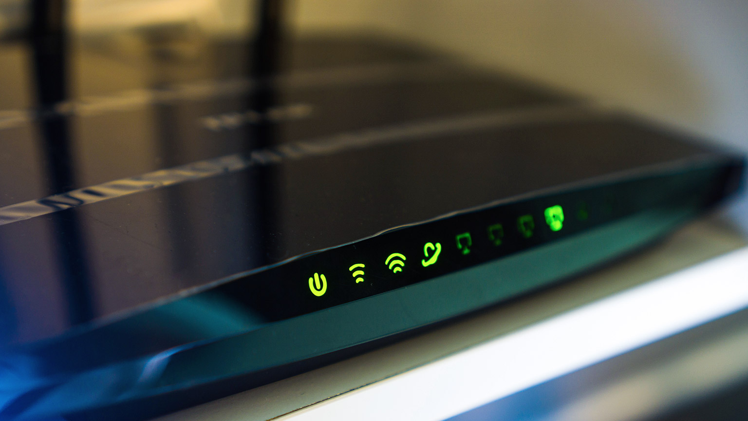 A close view of a wireless router