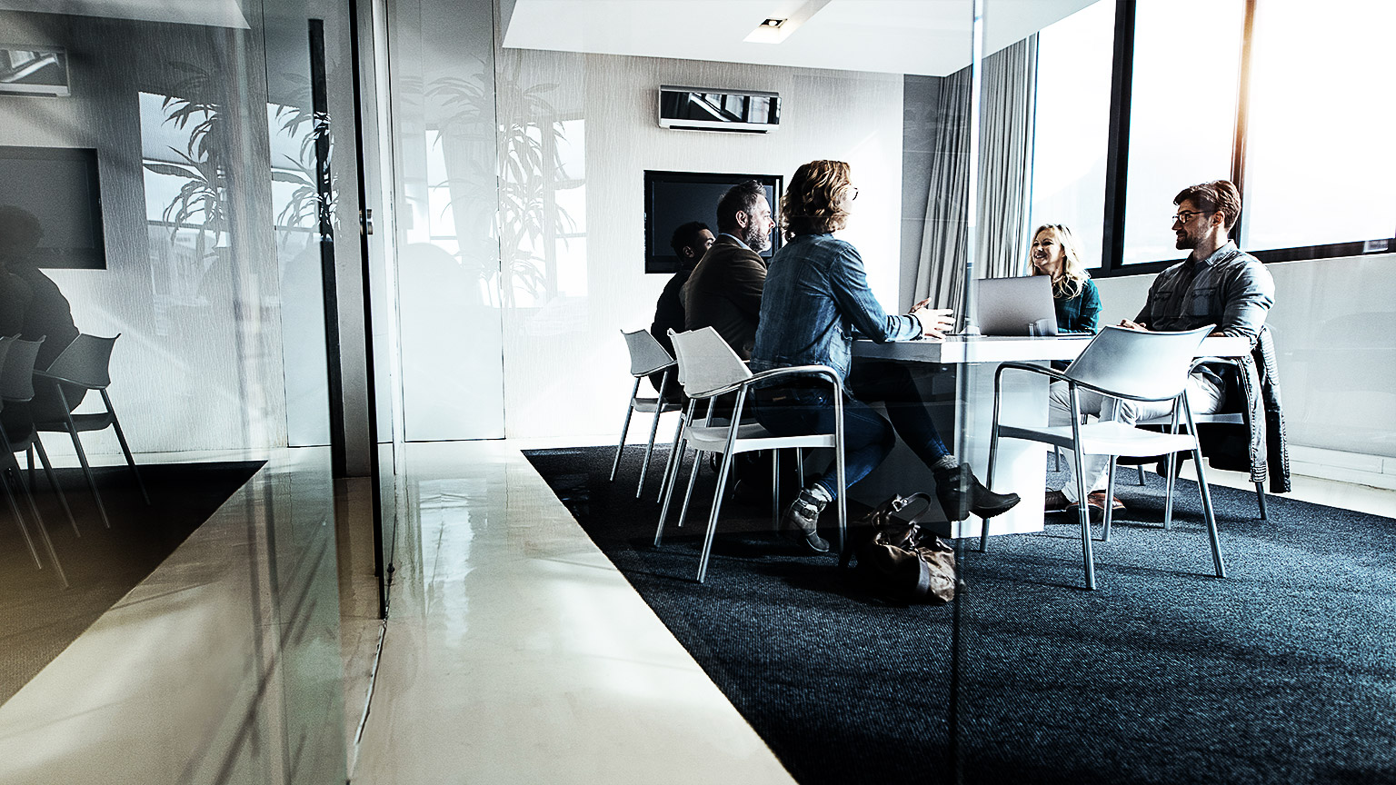 A project meeting in a conference room