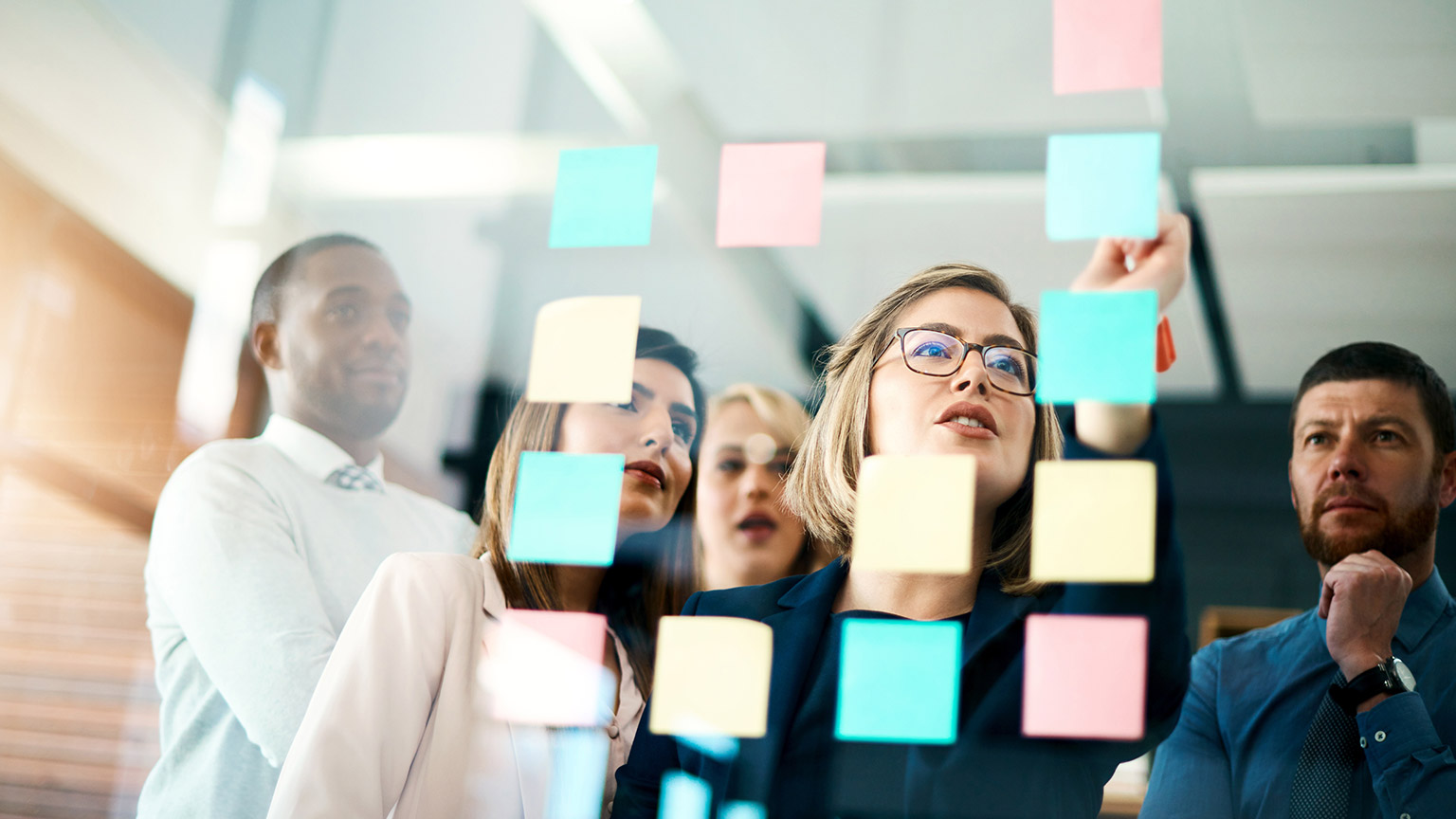 A group of coworkers planning a job