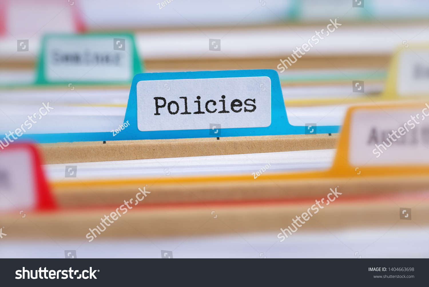 File folders with a tab labelled Policies