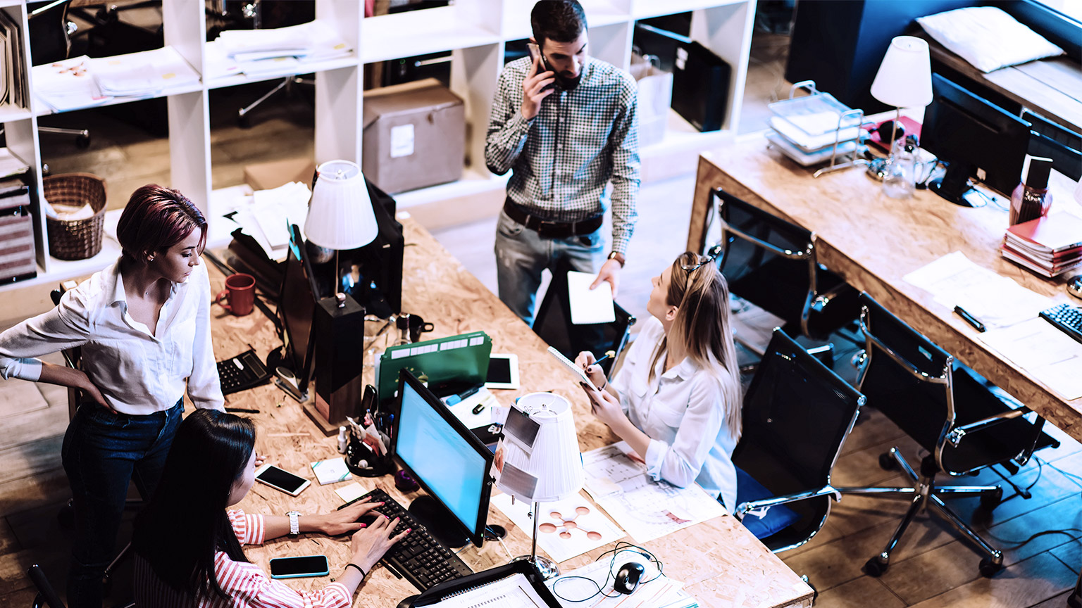 Office workers working on project