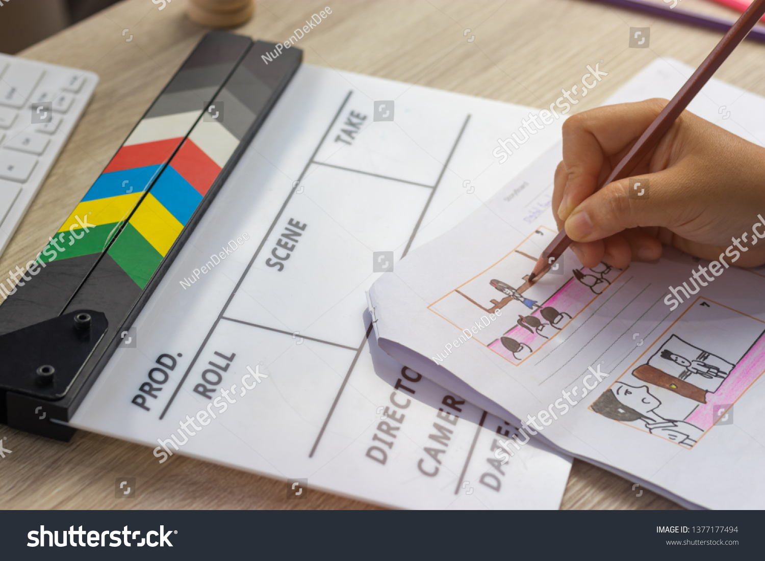 Storyboard drawing with pencil creative sketch cartoon