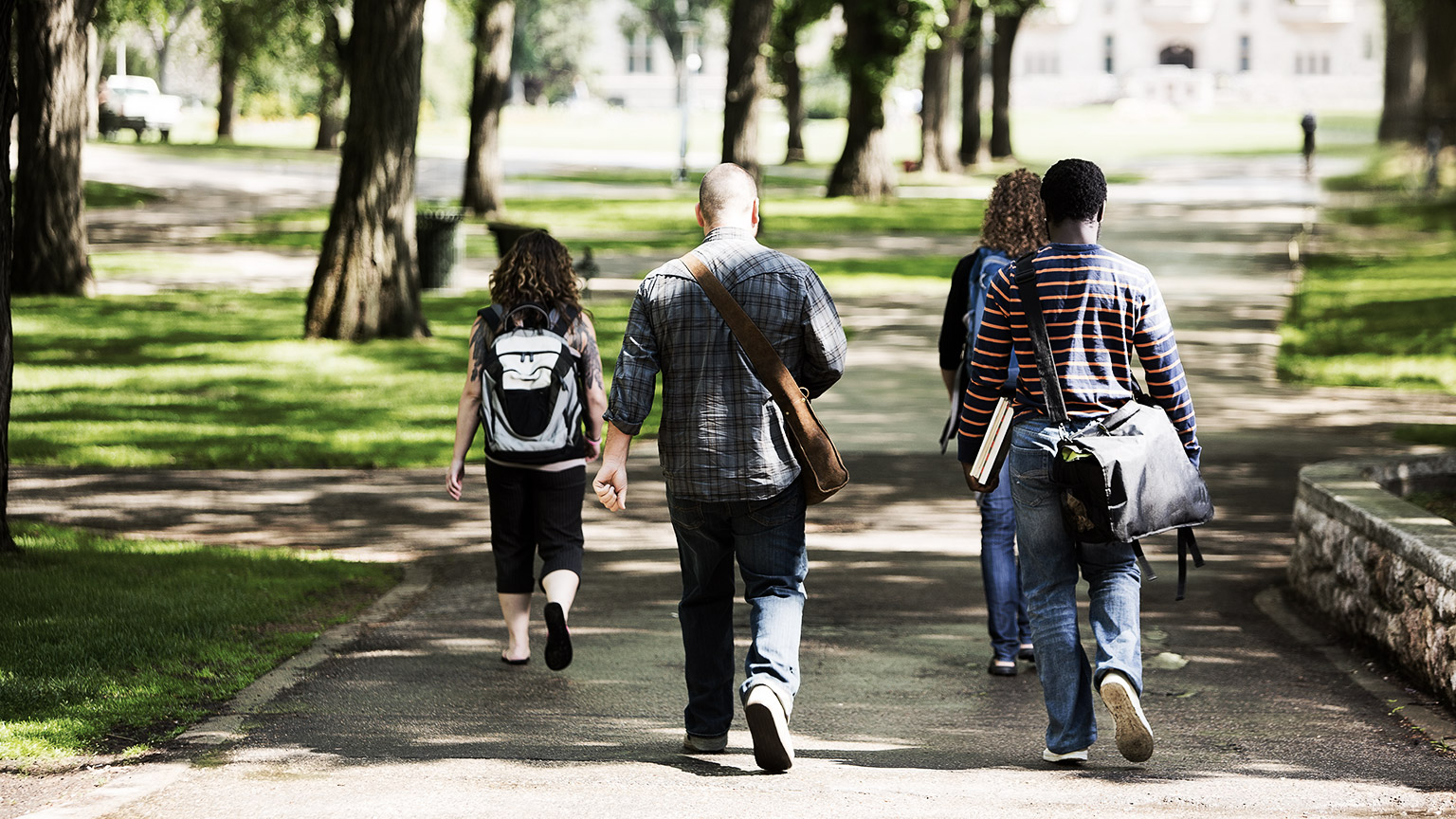 Students going to a university