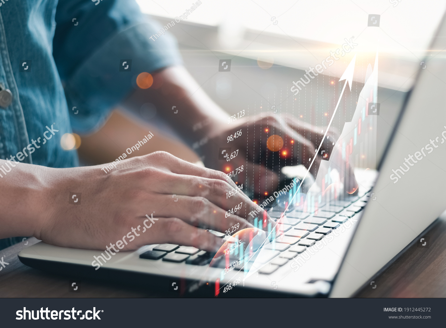 Business people analyze financial data chart trading forex, Investing in stock markets, funds and digital assets, Business finance technology and investment concept, Business finance background.