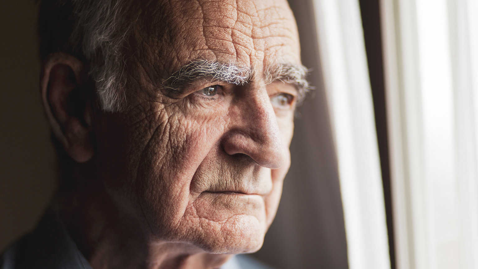 A close view of a elderly man