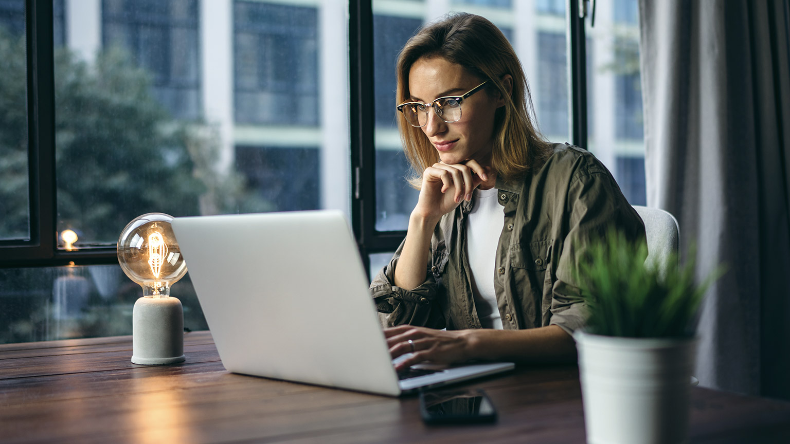 Woman working on laptop