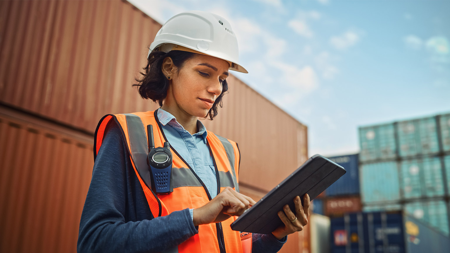 A supervisor checking site safety