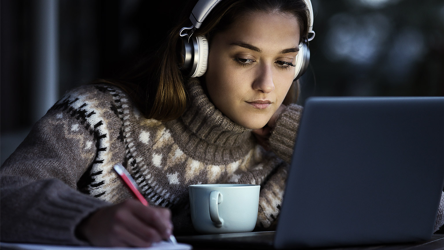 A student taking an activity online