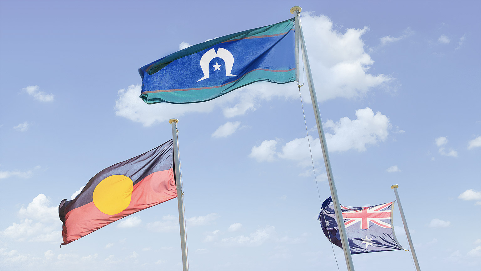 Australian flag, Aboriginal flag and Torres Strait Islander flag