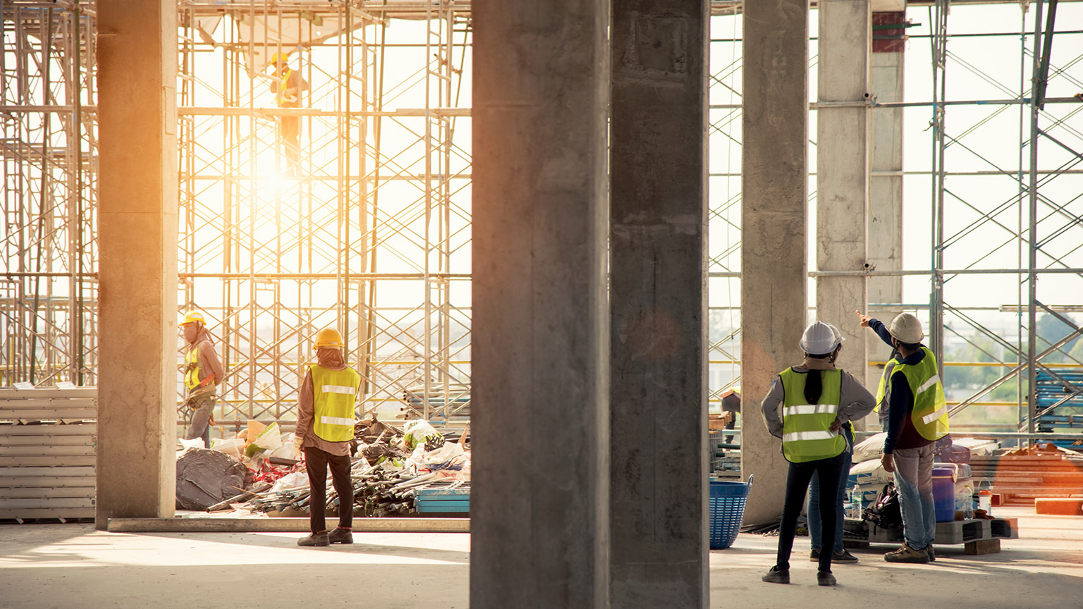 A building site with a leader