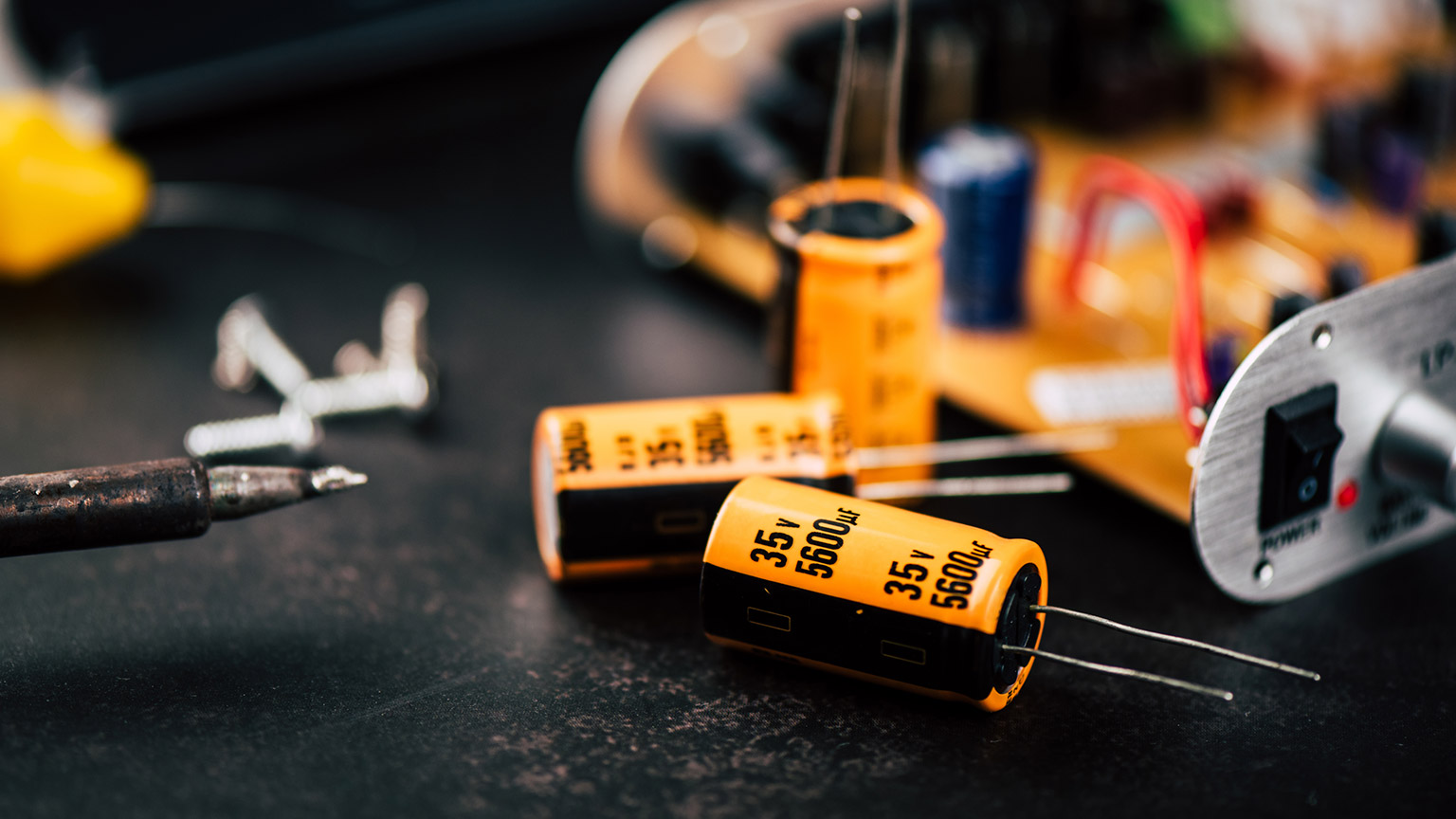 Capacitors on a table