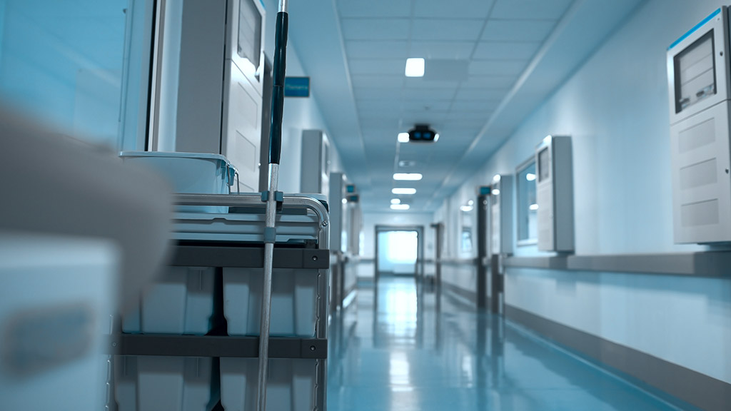 Cleaning trolley in the corridor of the hospital