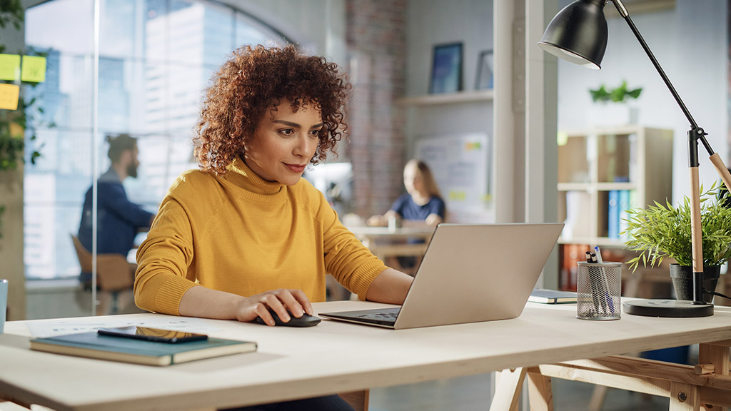 a young lady working at the office