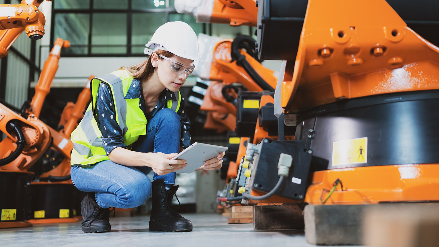 A technician inspecting equipment