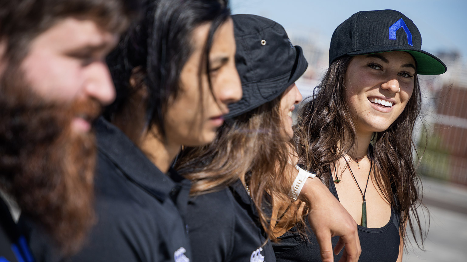 A group of exercise students outside