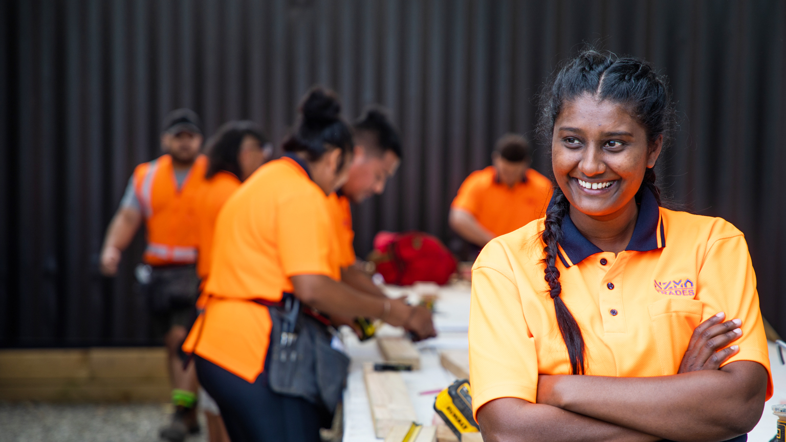 Students working in the NZMA Trades campus