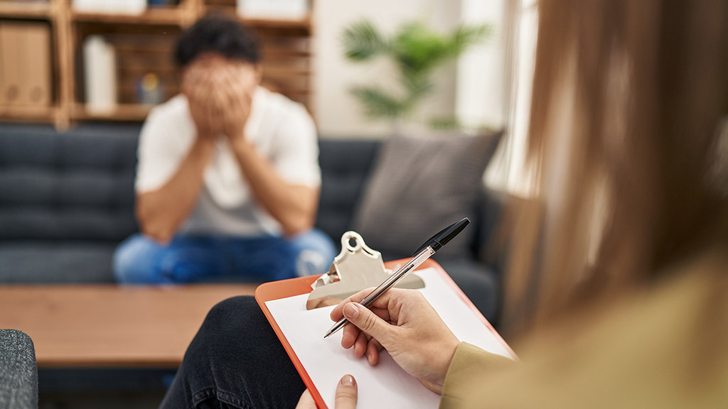 Man having consultations in a psychology sessions