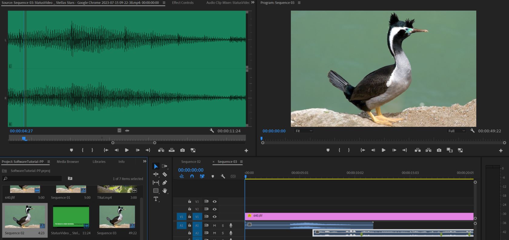 The workspace of Premiere Pro