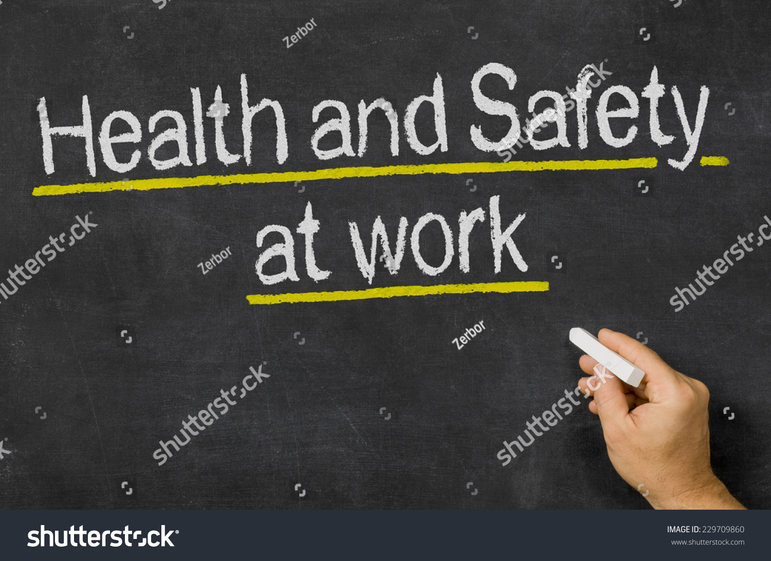 Blackboard with the text Health and Safety at work