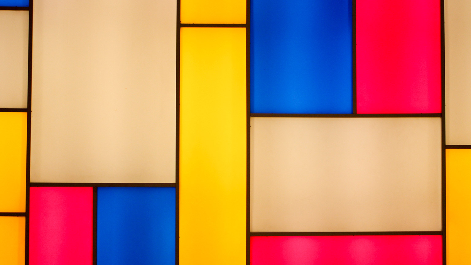 A wall painted in a style made famous by Mondrian