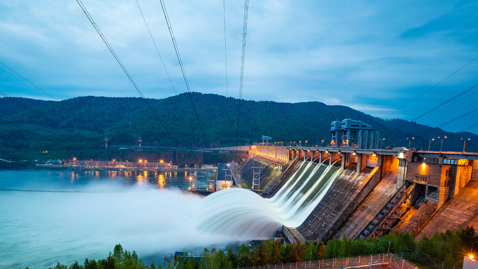 A hydroelectric plant on a river