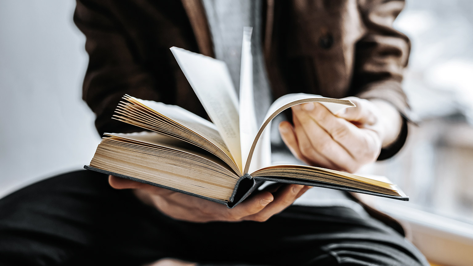 man reading a book