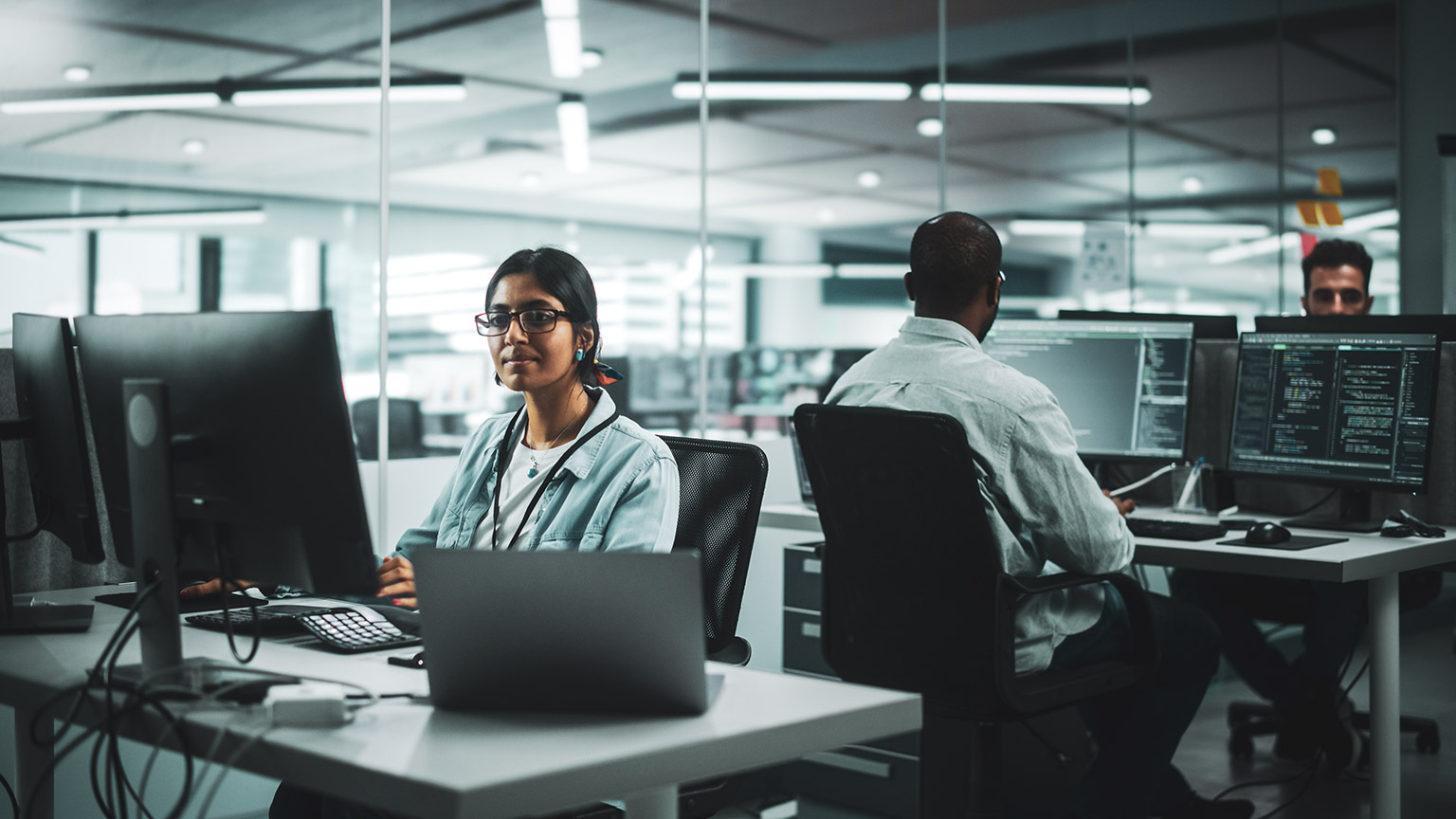 A group of IT workers in an office