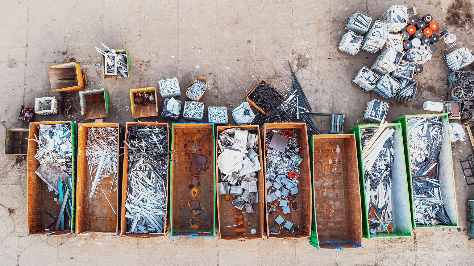 Aerial view of rubbish bins