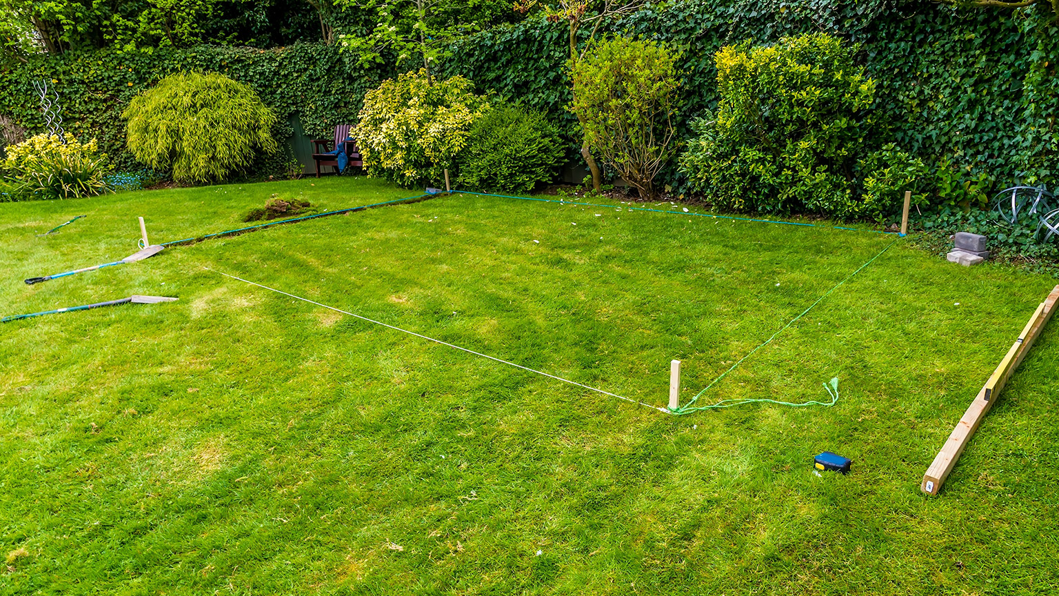 A garden set up in a backyard