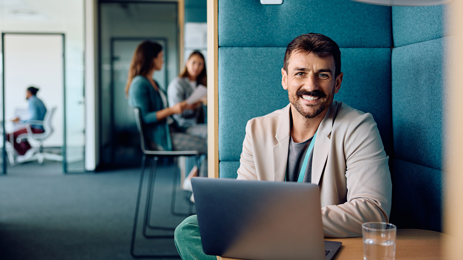 A business person in a modern office