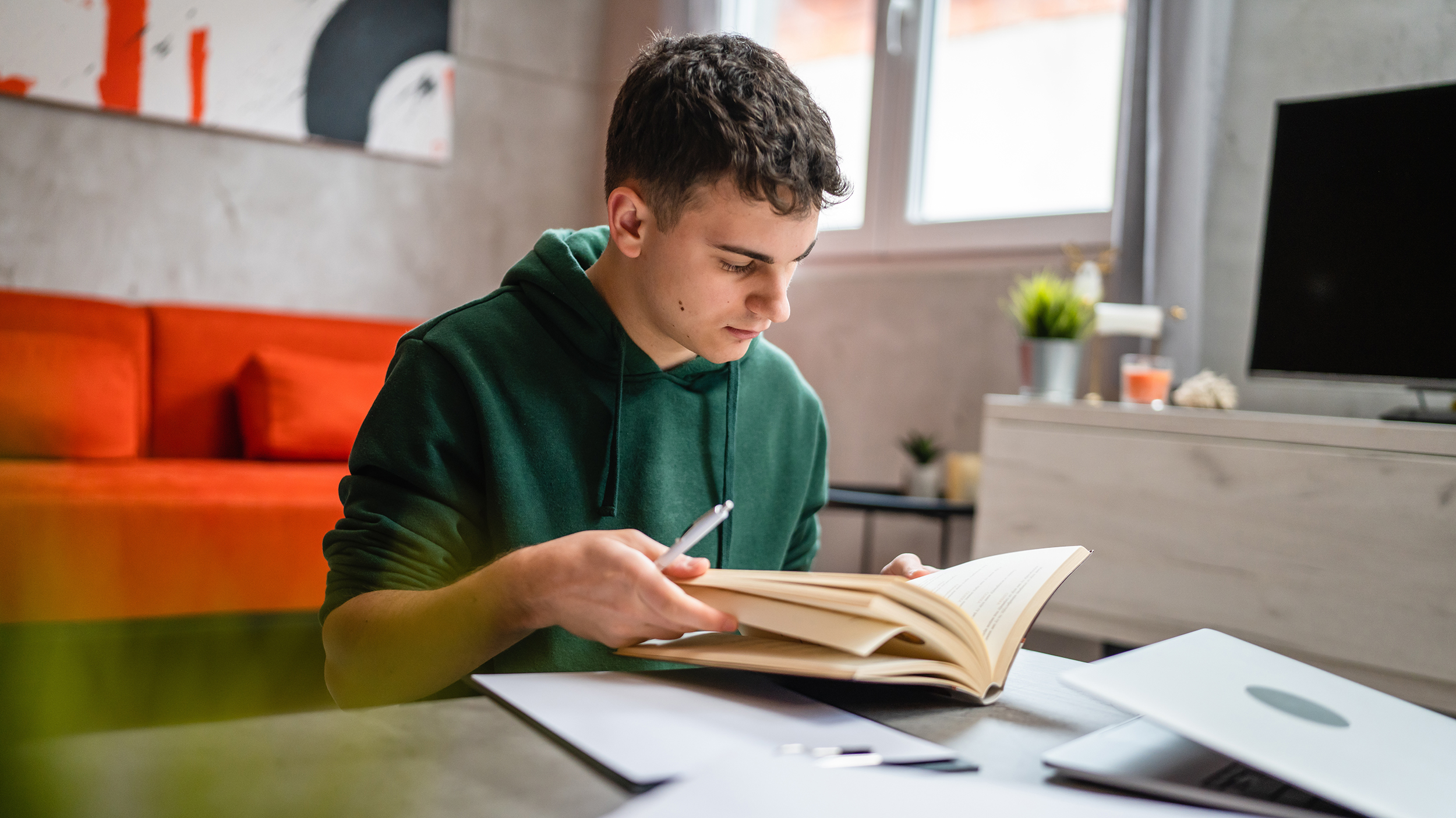 A student reading