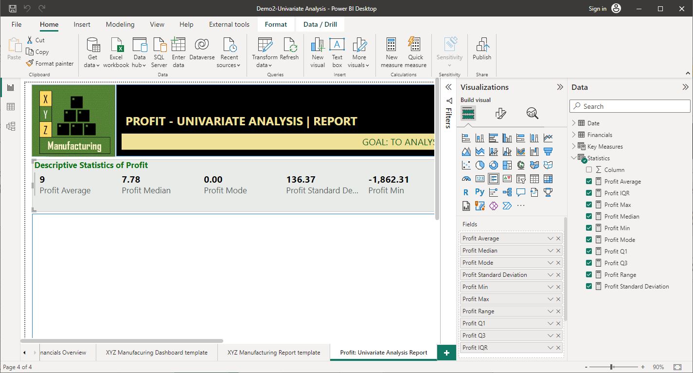 Screenshot of using visuals record numerical data using Power BI Desktop © Microsoft