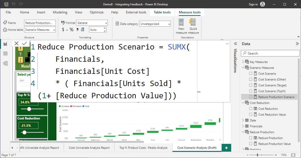 Screenshot of Feedback #2 actioned using Power BI Desktop © Microsoft