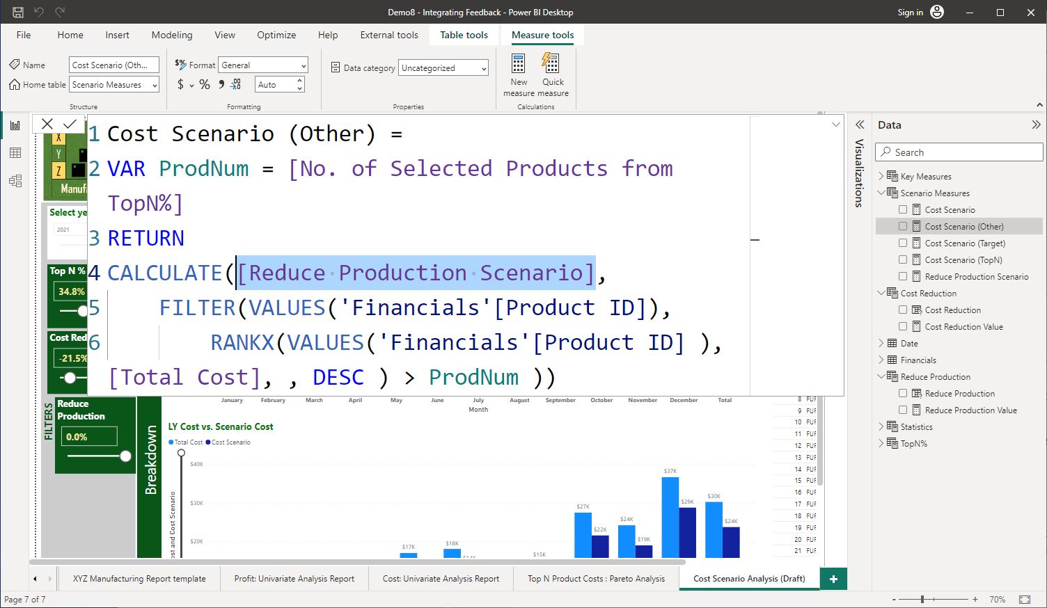 Screenshot of Feedback #3 actioned using Power BI Desktop © Microsoft